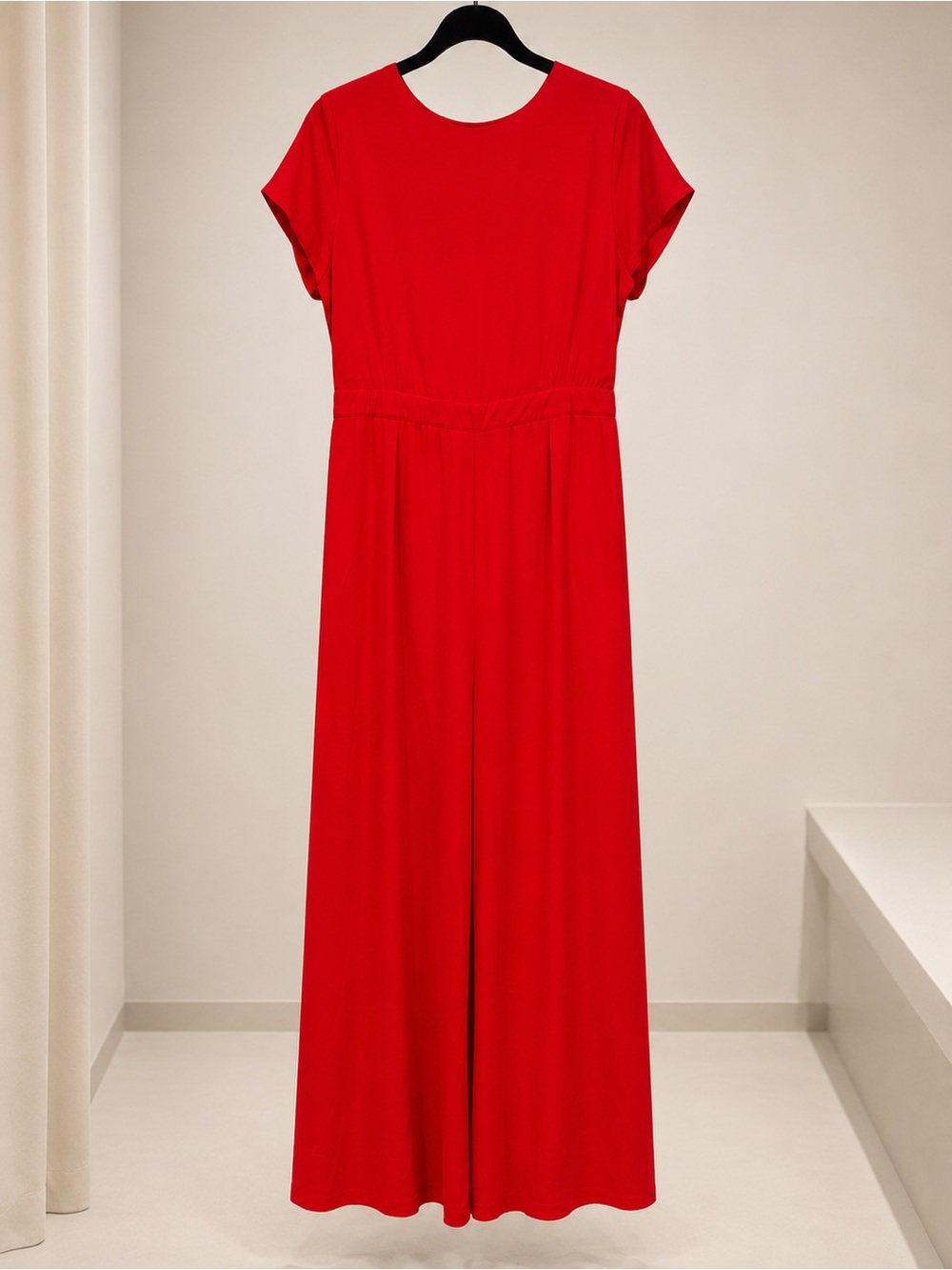 Naked Zebra Bright Red Short-Sleeve Wide-Leg Jumpsuit